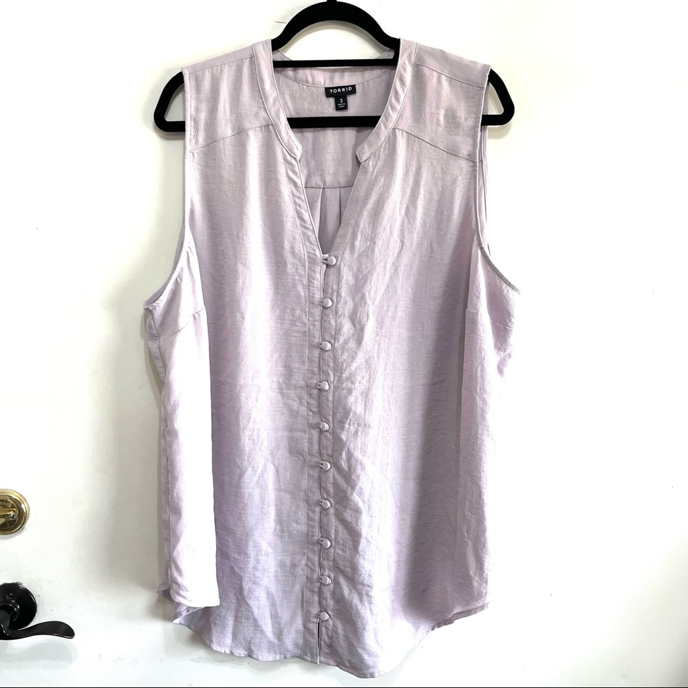 LIKE NEW! TORRID HARPER - LILAC PURPLE GAUZE BUTTON FRONT TUNIC TANK SIZE 3X - Picture 3 of 9